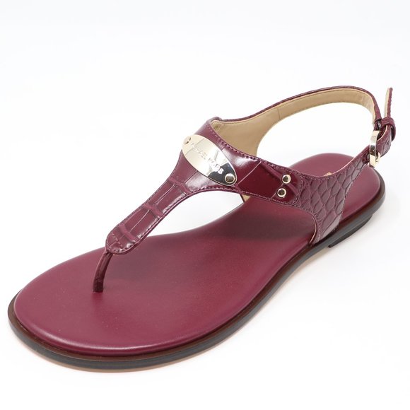 Michael Kors Plate Croc Embossed Leather Sandal - Picture 1 of 14